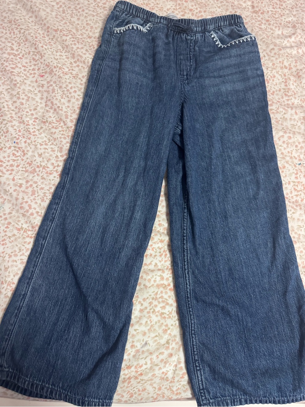 abercrombie kids Wide-Leg Jeans in Dark Blue Denim